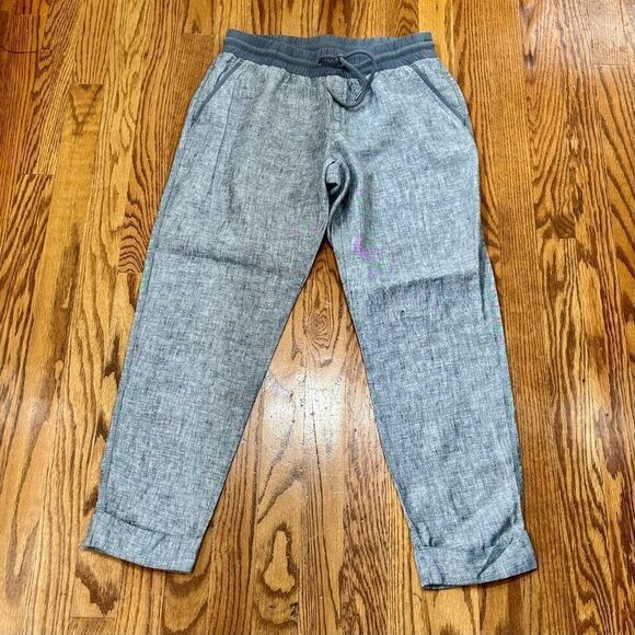 Athleta Bali Linen Ankle Cuffed Pants. Gray. Size 6. - Picture 9 of 9